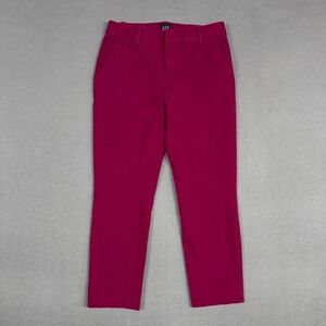 GAP Pants Womens 8 Magenta Pink Slim Ankle High Rise Stretch Trousers Cotton